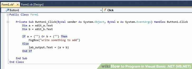 Image intitulé du Programme en Visual Basic .NET (vb.NET Étape 22